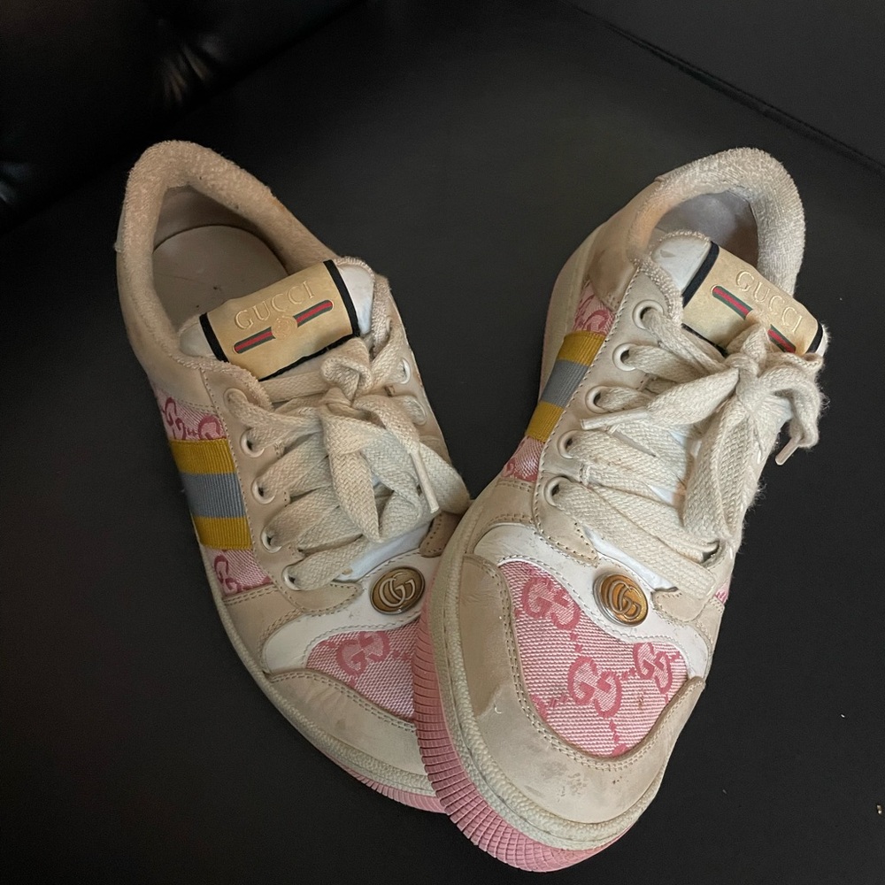 Gucci Cream and Pink Casual Sneakers